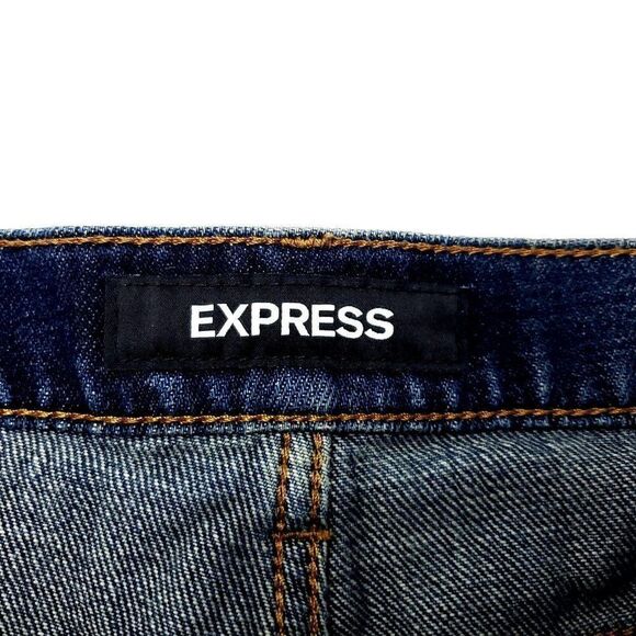 Express Classic Straight Blue Jeans Soft Cotton 38/28 Mid Rise Stone Wash - Picture 3 of 7